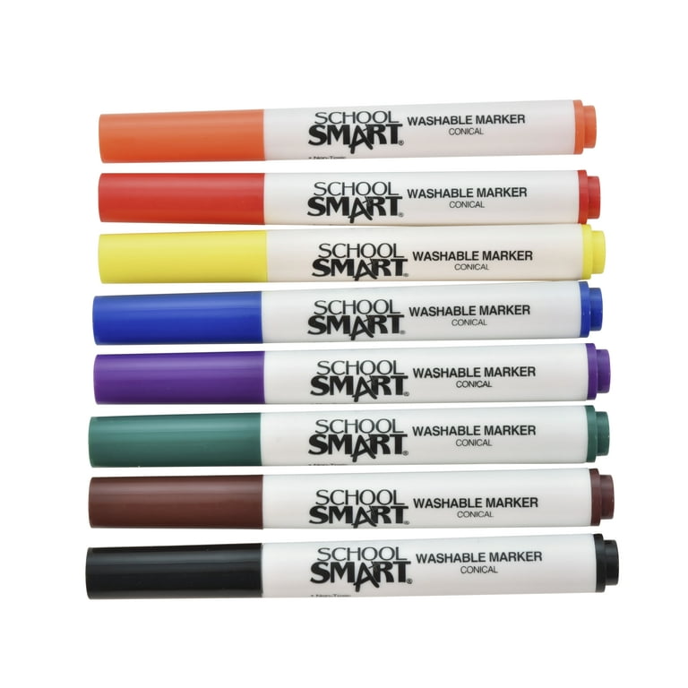 School Smart Conical Tip Art Markers for School, Home, and More, Assorted  Colors, Pack of 12