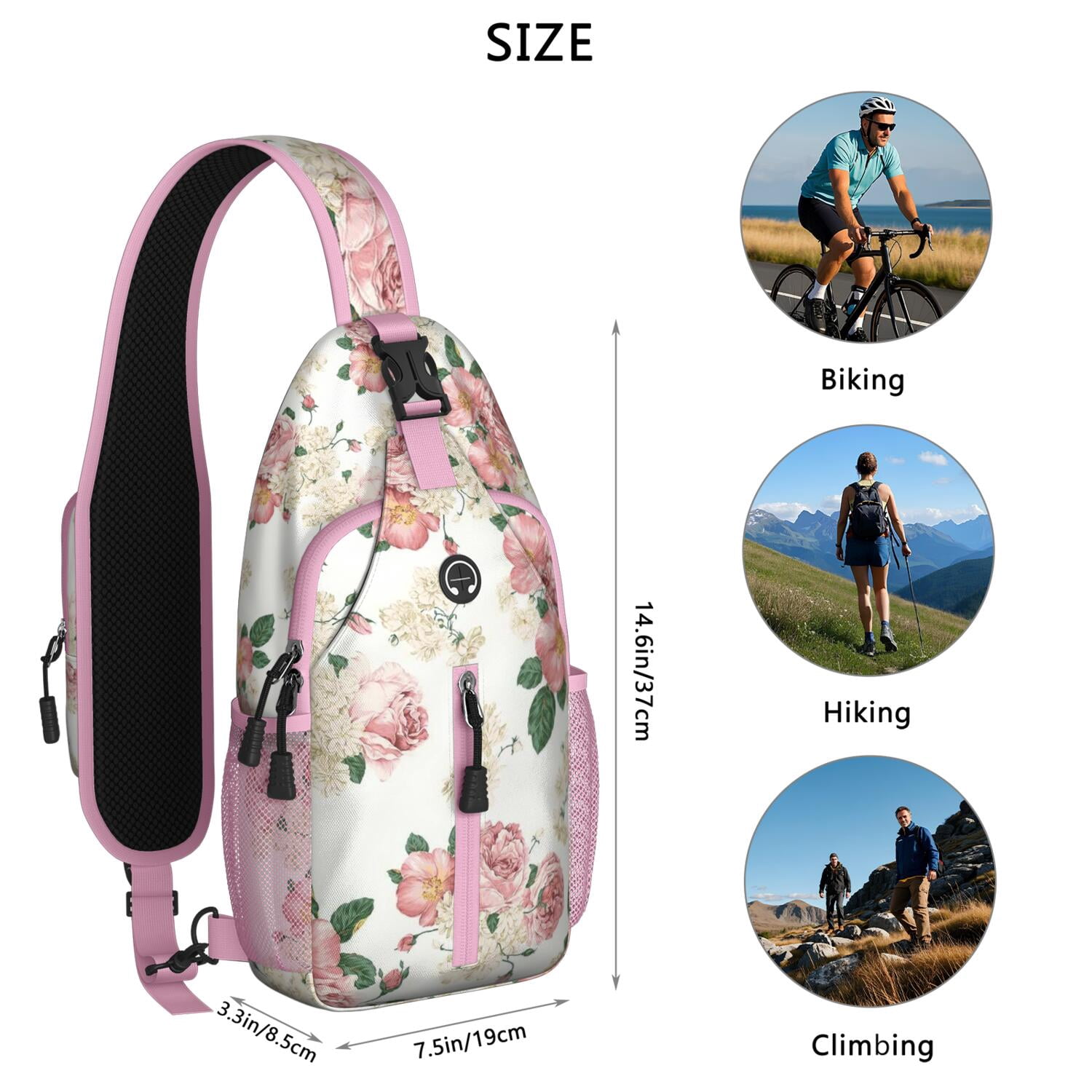 Fresh Pineapple Sling Backpack with Exotic Hawaiian Fruit Print – Lightweight Crossbody Shoulder Bag Featuring Breathable Padding, Secure Zippers, Reversible Strap