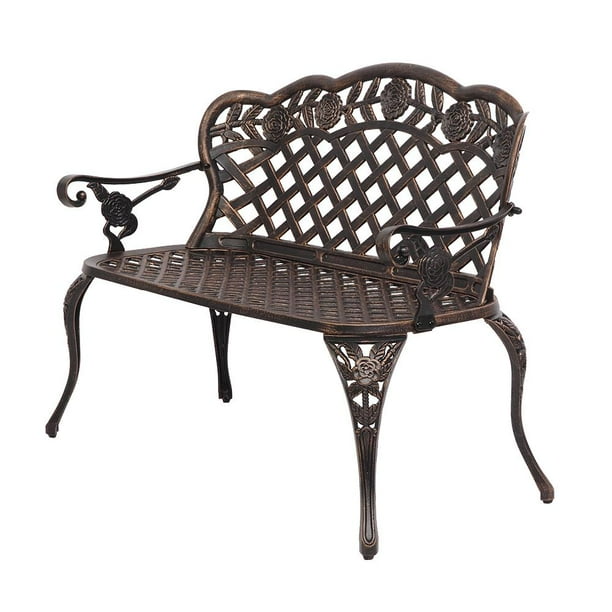 Winado 42.5" Outdoor Metal Rose Loveseat Cast Iron Cast Aluminium Frame