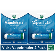 Vicks Vapoinhaler Portable Nasal Inhaler Non-Medicated Vapors With Refreshing Vicks  Menthol Scent,(2 Pack)