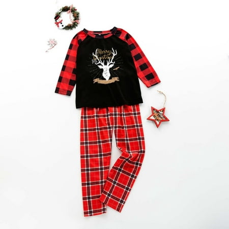 

women Christmas pajamas for family matching outfits son daughter sets soft Red Christmas Children Kids Printed Letter Top+Pants Xmas Family Clothes Pajamas