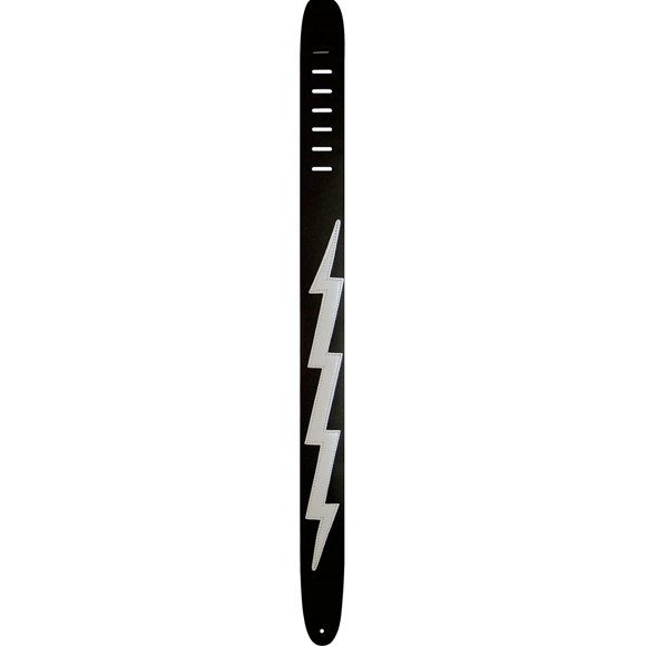 Perri's Leathers P25LB-218 Black Leather with White Lightning Bolt