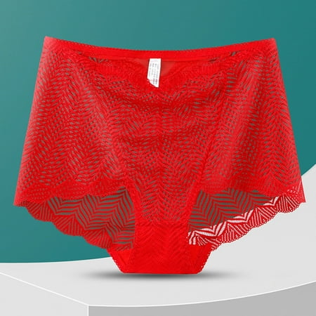 Summer Saving Clearance Tawop Red G String Thongs for Women Lace Panties High Waisted Solid Color Mesh Breathable And Sexy Hollow Underwear Panties