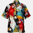 thumbnail image 2 of Camisetas hawaianas con estampado de loros en la playa para hombre, ropa de moda, camisetas de vacaciones de manga corta con estampado 3D de animales de cocoteros hawaianos, 2 of 5