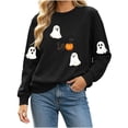 thumbnail image 3 of Byworldtasic Halloween Spooky Season Shirt for Women Cute Ghost Long-Sleeve Pullover Tops Lightweight Sweatshirt, 3 of 8