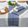 thumbnail image 5 of Coffee Table Runner Woven Stripes Dresser Top Cover Small Dining Table Mat Organic Cotton Rustic Farmhouse Short Cloth Strip For Kitchen Buffet Table Non Slip Ombre Texture Blue / Off White 14"x48”, 5 of 7