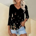 thumbnail image 2 of Tiqkatyck Womens Graphic Tees Womens Fashion 2025 Short Sleeve Casual V Neck Summer Tops Cute Loose Fit Blouses Graphic Tees Plus Size Tops for Women Going Out Tops for Women Black L, 2 of 6