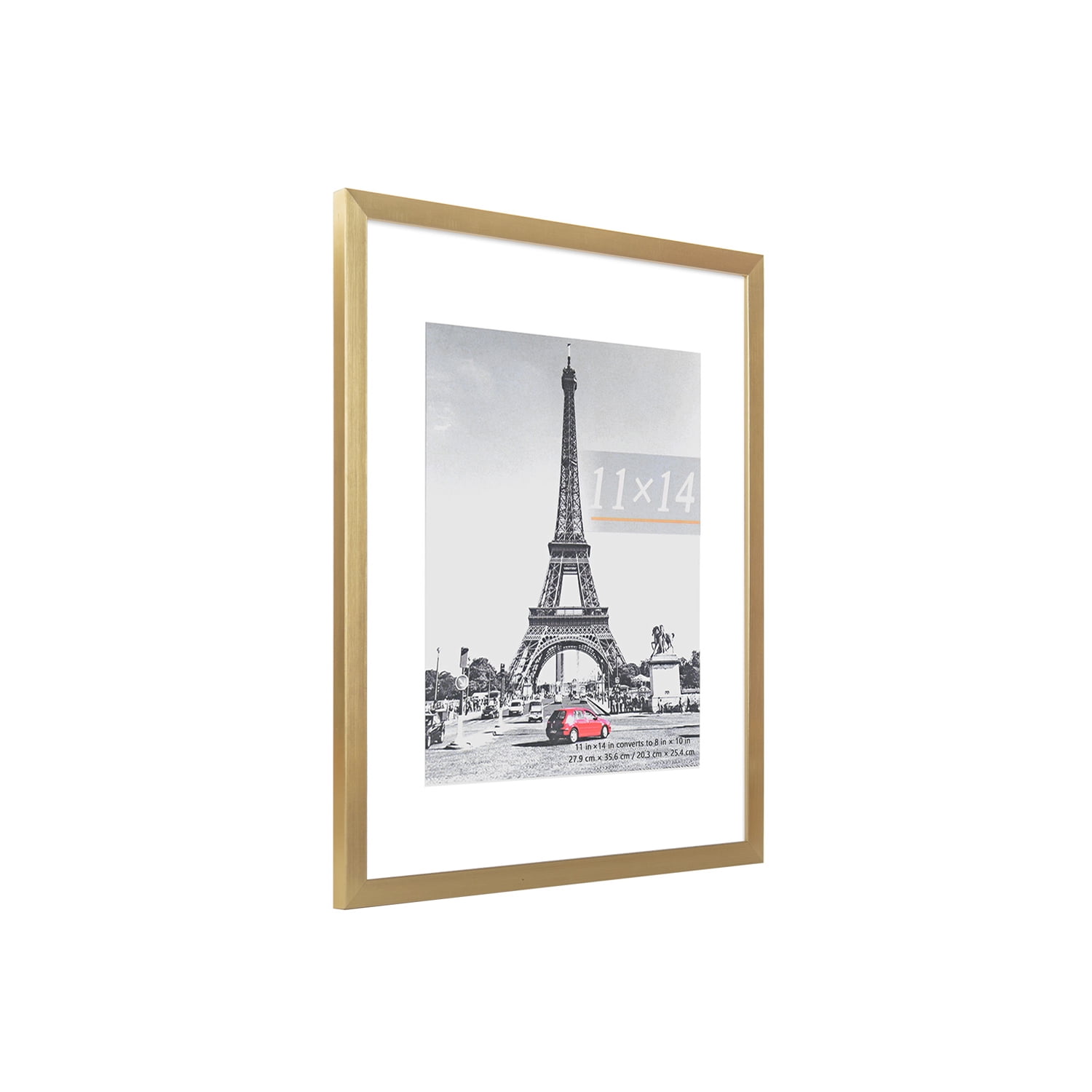 Scholartree 5-Pack Picture Frames, 8x10 with Mat & 11x14 Without Mat, Shatter-Safe Wall Gallery Set,Gold