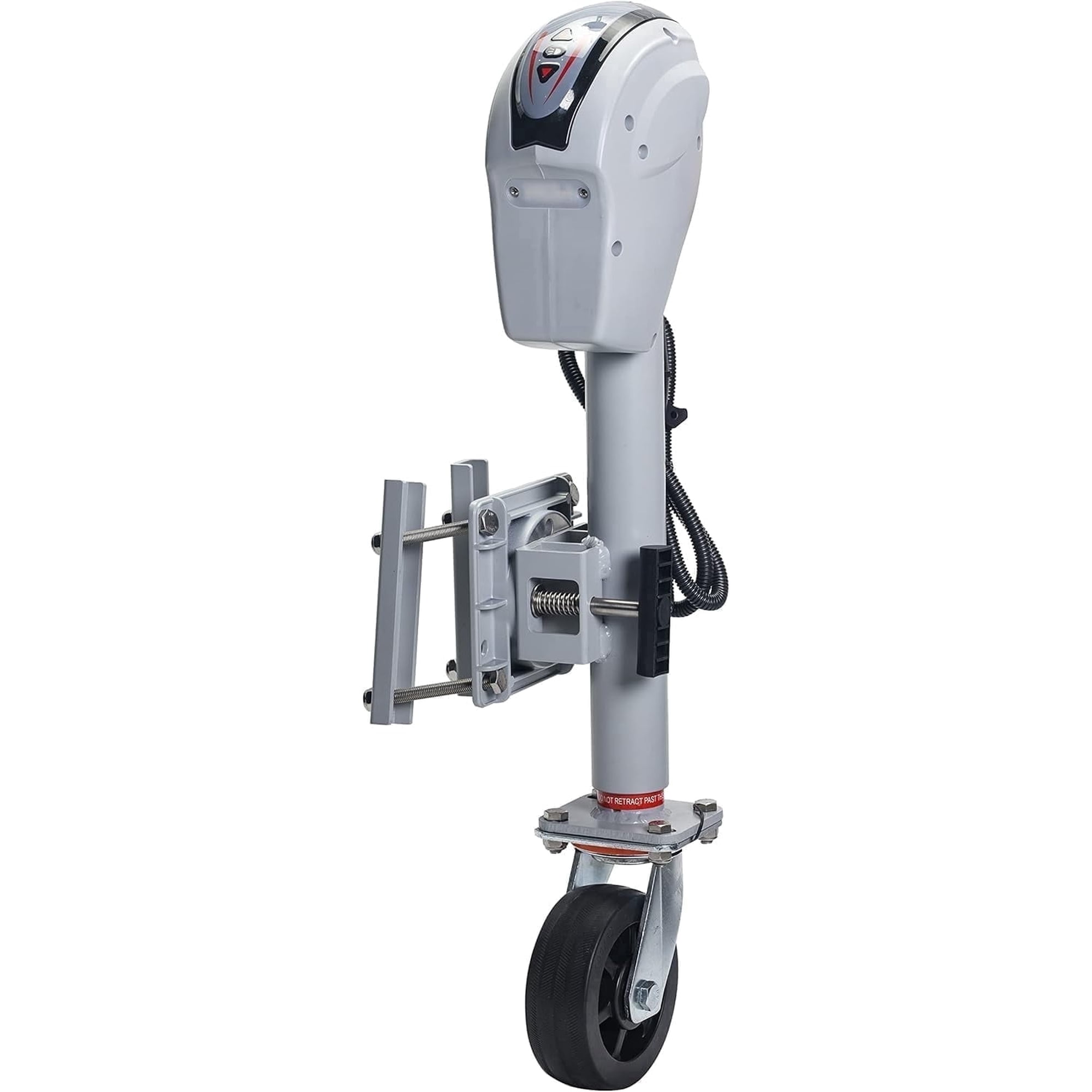 TowingMaster 1,500 lb. Electric Aluminum Marine Jack with 7-Way Plug, Powerful 12V DC Motor Heavy-Duty Durable Boat Trailer Jack with LED Light for Easy Hitching
