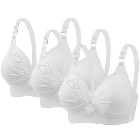 DondPO Bras For Women3 Pack Sports Bras For Women 2024 Comfortable V Neck No Underwire Bra Adjustable Strap Breathable Soft BrasPush Up BraFull Coverage Bras For Women White L Clearance