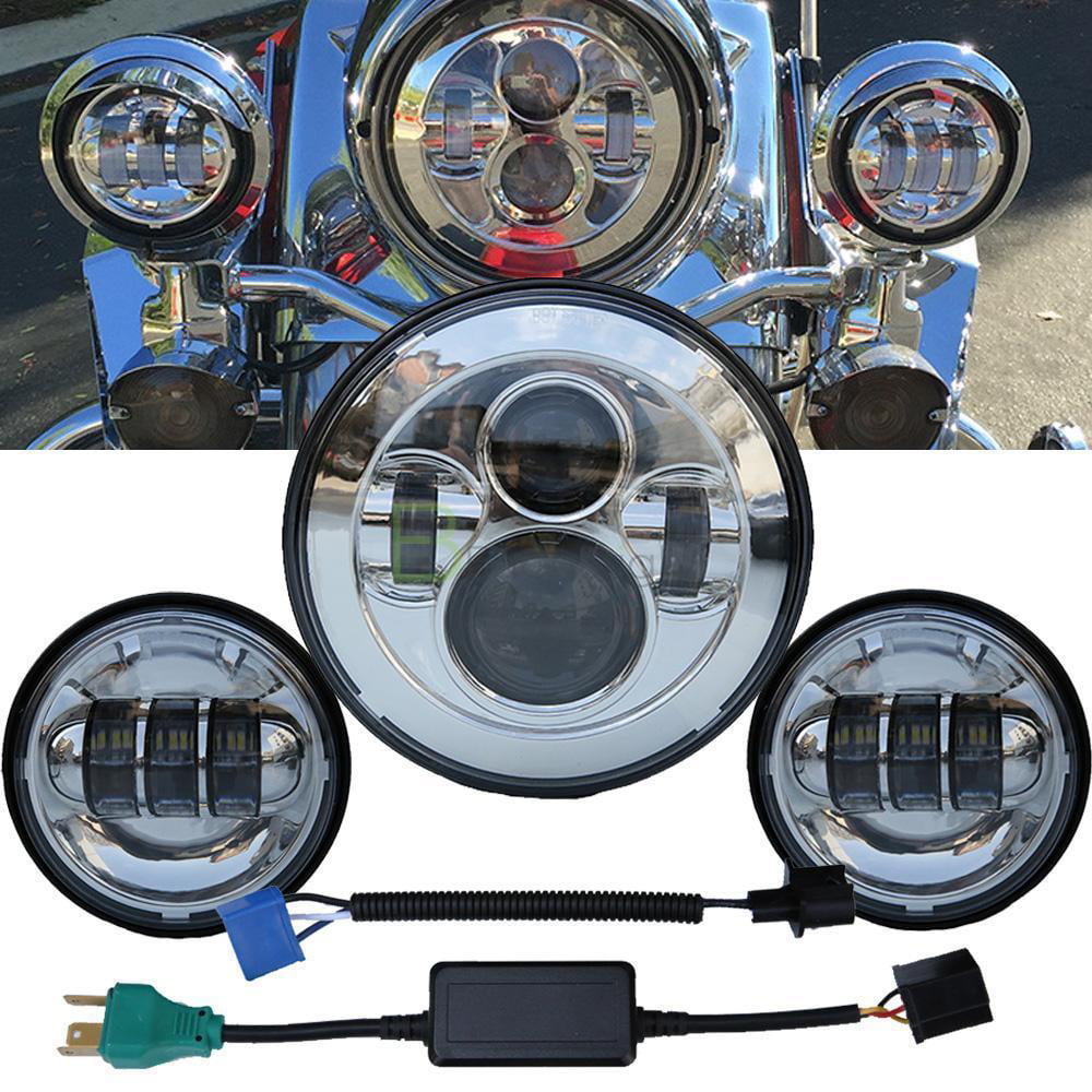 7" LED Projector Headlight & 4.5“ Passing Lights for Harley Touring Silver