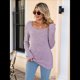thumbnail image 4 of Camisas de Larga para Mujer, Suéter Tipo Túnica con Cuello Redondo, Corte Informal, para Negocios, Otoño, Suéteres Ligeros Púrpura L, 4 of 10