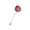 Gem Stone King Cultured Freshwater Pearl Red Rose Flower Sparkle Gems Yellow Plated Large Brooch Pin for Women