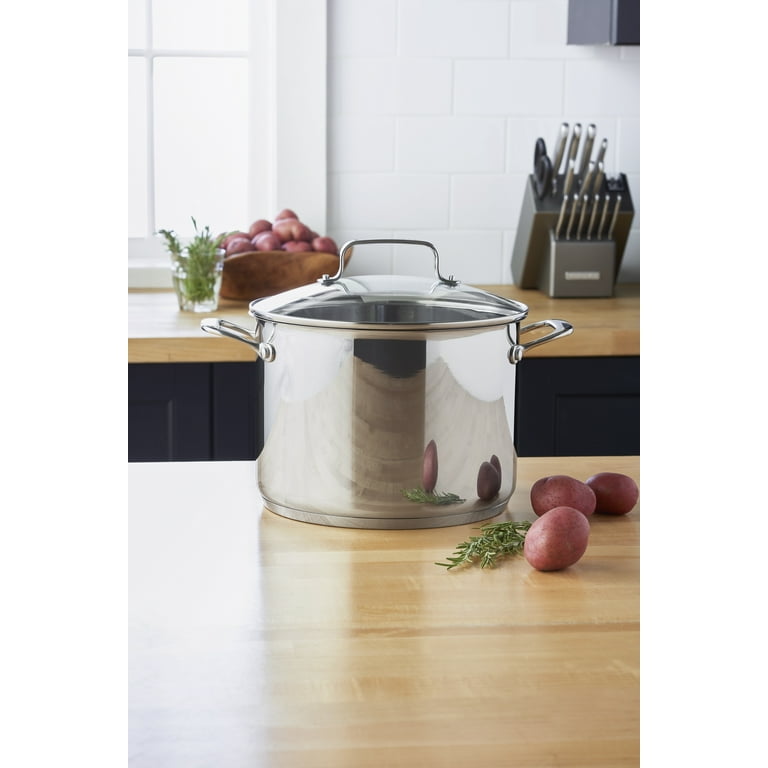 KitchenAid KC2S60LCLS 6-Quart Low Casserole Stockpot with Glass Lid in  Polished Stainless Steel Pot