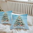 thumbnail image 7 of Waterproof Throw Pillow Covers Set of 2, 26x26 Inch Blue Coastal Christmas Decorative Pillowcases Outdoor Pillow Slip Cushion Covers Set for Couch Tent Nautical Summer Beach Shell Conch, 7 of 7