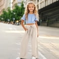 thumbnail image 2 of BOOMNY Girls Baggy Pants Wide Leg Pants for Girl Trendy Solid Color Y2K Elastic Waist Lightweight Loose Fit Soft Athletic Joggers With Pocket, 2 of 4