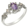 thumbnail image 1 of LBG British Made 9k White Gold Natural Amethyst & Diamond Womens Anniversary Ring - 33 size options - Size 7.75, 1 of 8