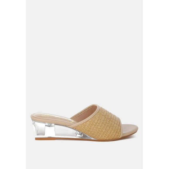Osminda Raffia Clear Heel Wedge Sandals