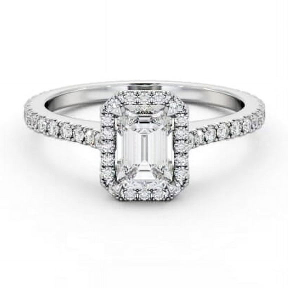 Meryn Jewel 14K White Gold Plated Jewelry - 1.5 Ct Emerald Cut Diamond Rings - Halo Engagement Wedding Rings for Women's - Party Wear Proposal Diamond Rings