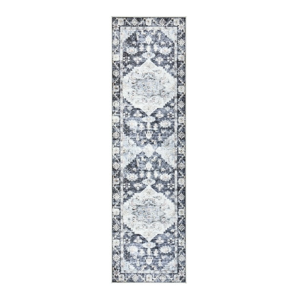 Better Homes & Gardens Persian Machine Washable Runner, Gray, 2'x7