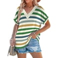 thumbnail image 2 of Blusa WIHOLL para mujer, talla grande, manga corta, cuello en V, verde, 3XL, 2 of 5