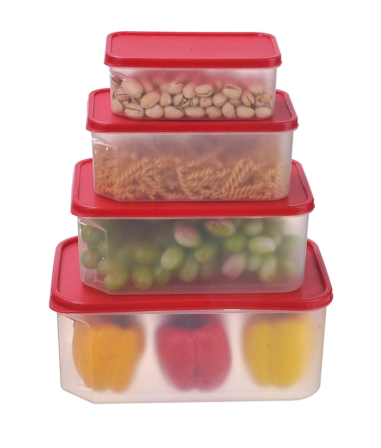 Sealco Food Storage Containers With Lids Reusable Plastic Bpa Free Stackable Microwave Dishwasher Freezer Safe 4 Piece Set