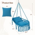 thumbnail image 3 of Costway Macrame Swing Chair with 2 Removable Cushions, Enduring Polyester Cotton Ropes Blue, 3 of 10