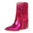 thumbnail image 1 of Dsscvnef Bottines pour Femmes à la Mode Bout Pointu Talon Épais Décoration Rétro à Franges sur Chaussures Confortables pour Automne Hiver, 1 of 9