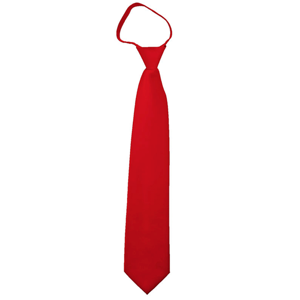 NYFASHION101 Men's Solid Color Formal Zipper Tie, Red, 17"