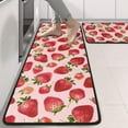 thumbnail image 2 of Kitchen Rugs Sets Of 2,Red Strawberry Plants Fruit Pink Pattern Anti Fatigue Kitchen Mat Rugs Non Slip Washable,Decorative Kitchen Floor Mats for Kitchen,Sink,Laundry,17"x47"+17"x47", 2 of 5