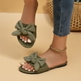 thumbnail image 6 of HAOTAGS Womens Slippers Flat Bowknot Summer Slip On Sandals Army Green Size 7.5, 6 of 8