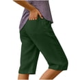 thumbnail image 5 of Yievot Cotton Linen Capri Pants for Women Loose Casual Elastic Waist Summer Beach Vacation Cropped Pants with Back Pockets, 5 of 7