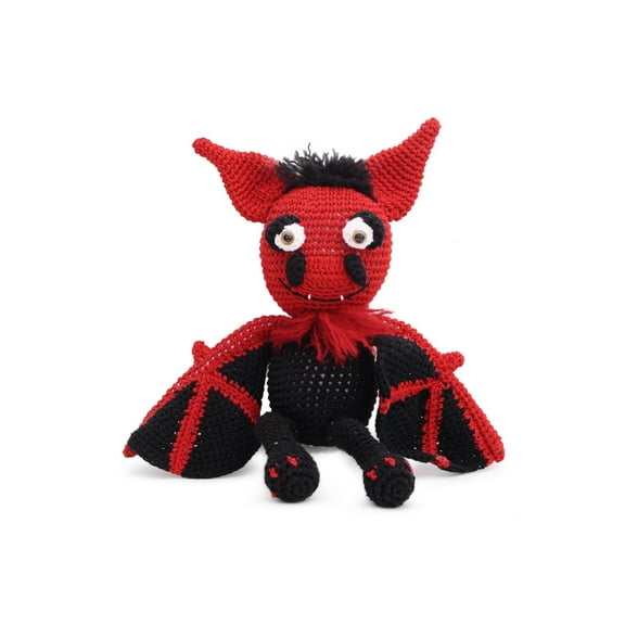 Red-Black Bat Handmade Amigurumi Stuffed Toy Knit Crochet Doll VAC