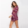 thumbnail image 2 of Combinaison Courte pour Femme, Fête, Col en V Profond, Imprimée, Combinaison Short, Barboteuse, 2 of 10