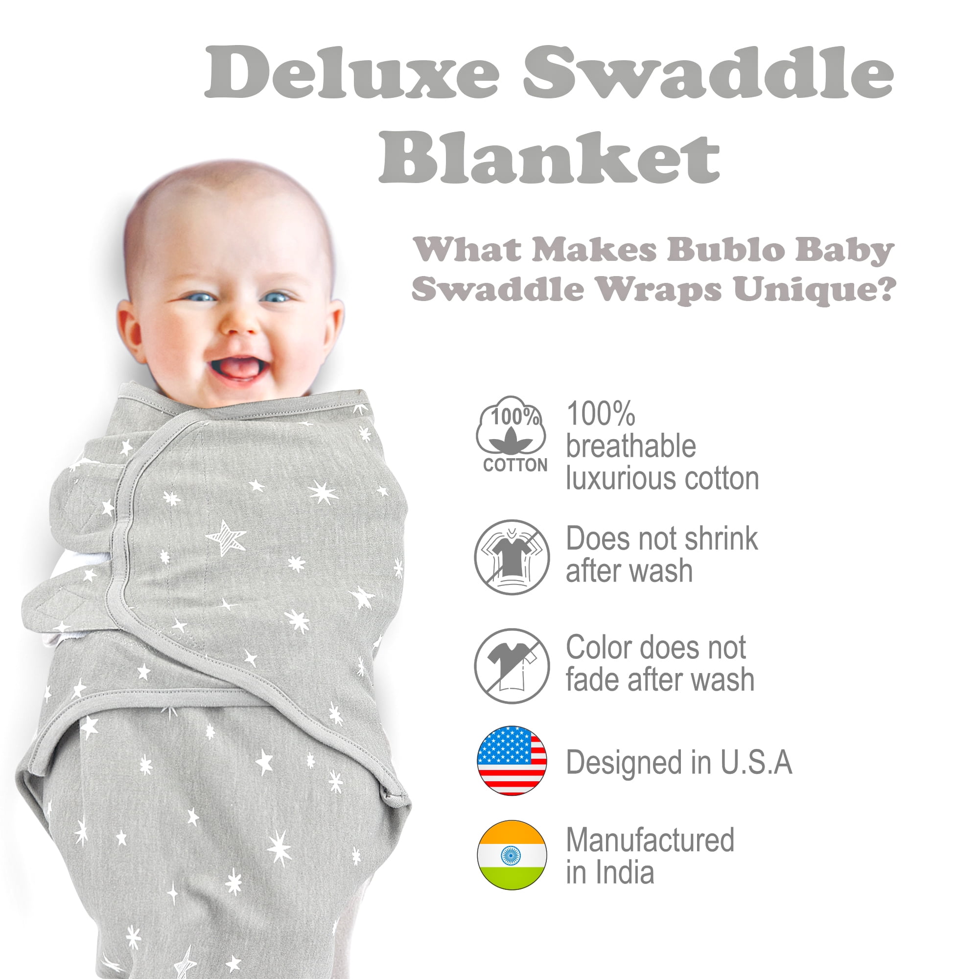Baby Swaddle Blankets Wraps for Newborn Boy and Girl, 0-3