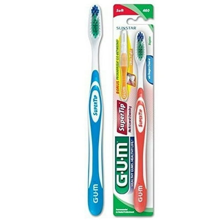 Sunstar 460RGB GUM Super Tip Toothbrush with Proxabrush Go-Betweens, Triangular Full Soft Bristle