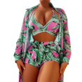 thumbnail image 1 of Gibobby Bañador de Bikini Traje de baño con borde nuevo para mujer Bikini de piezas Estampado de flores Cordón con cordones Traje de baño(Verde,G), 1 of 5