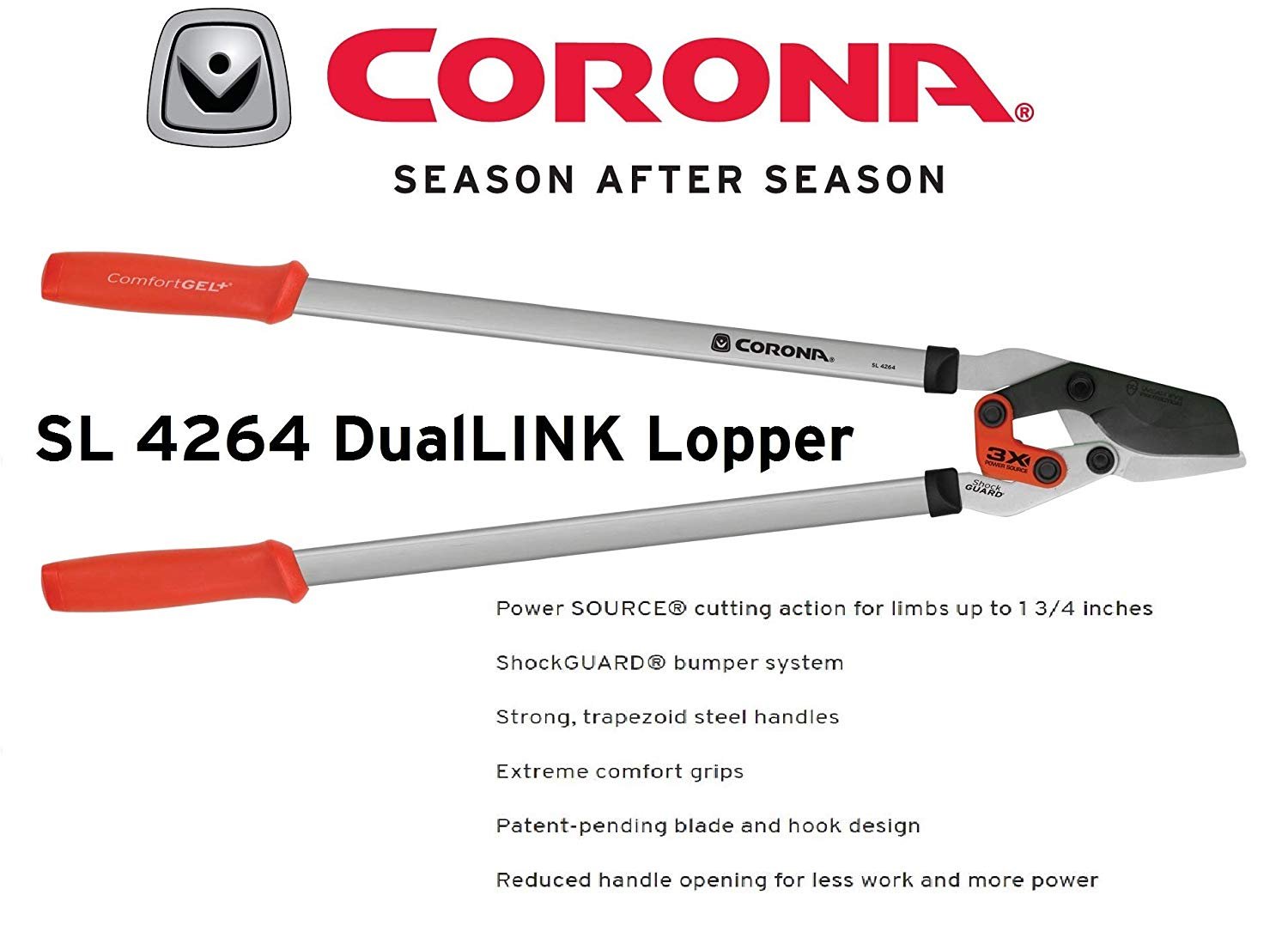 Corona SL 4264 DualLINK Bypass Lopper with ComfortGEL Grips, 1-3/4 Inch - image 2 of 6