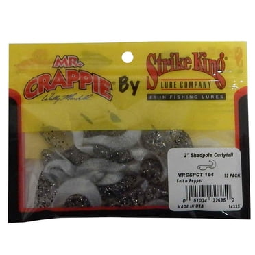 Strike King Mr. Crappie Shadpole CT Soft Plastic Lure – Salt & Pepper Color, Curly Tail For Crappie Fishing