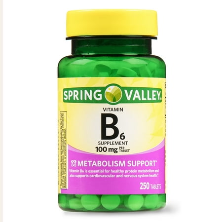 (2 Pack) Spring Valley Vitamin B6 Tablets, 100 mg, 250 (The Best Vitamin B6 Food Sources Include)