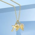 thumbnail image 6 of Ross-Simons 14kt Yellow Gold Cross and Angel Wings Pendant Necklace With Diamond Accents, Women's, Adult, 6 of 8
