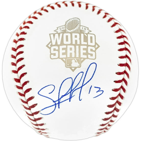 Salvador Perez Autographed Official 2015 World Series Logo Baseball Kansas City Royals Beckett BAS Witness 241643