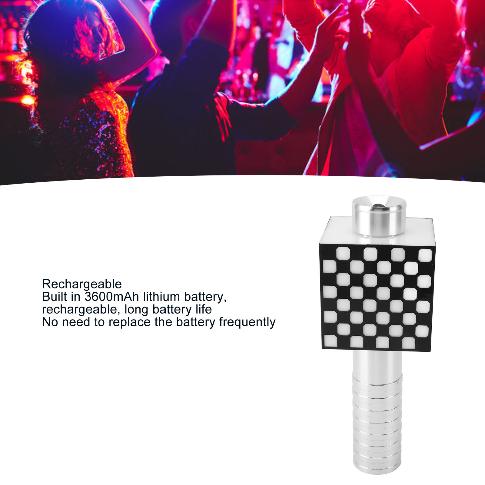 Rupoun LED Handheld Strobe Light Rechargeable RGB Bottle Service Light for Nightclub Wedding Concert Outdoor Event 3 Modes High Brightness Portable Party Illumination Tool
