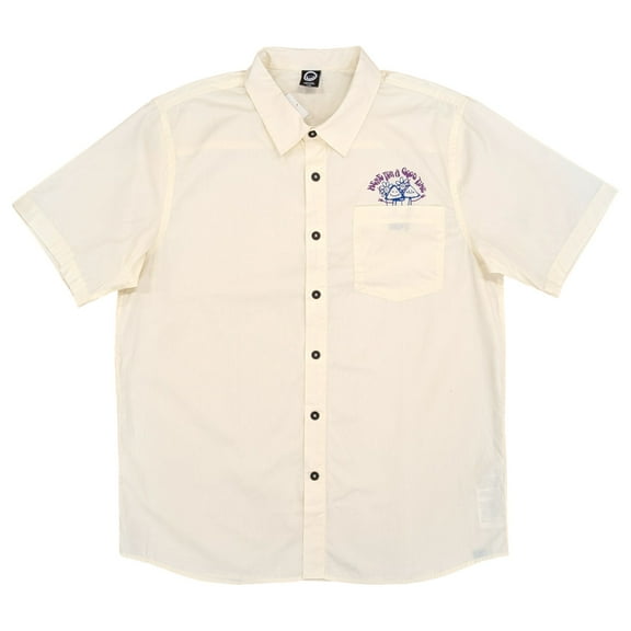 Neff Mens Cream Regular Fit Short Sleeve Button-Down Shirt Large