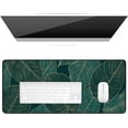 thumbnail image 1 of Desk Pad, XL Extended Large Gaming Mouse Pad 31.5 x 11.8 Inch, Waterproof Mousepad with Stitched Edge, Non-Slip Computer Keyboard Laptop Mat for Women Men Office Work, Teal Tropical Leaves, 1 of 5