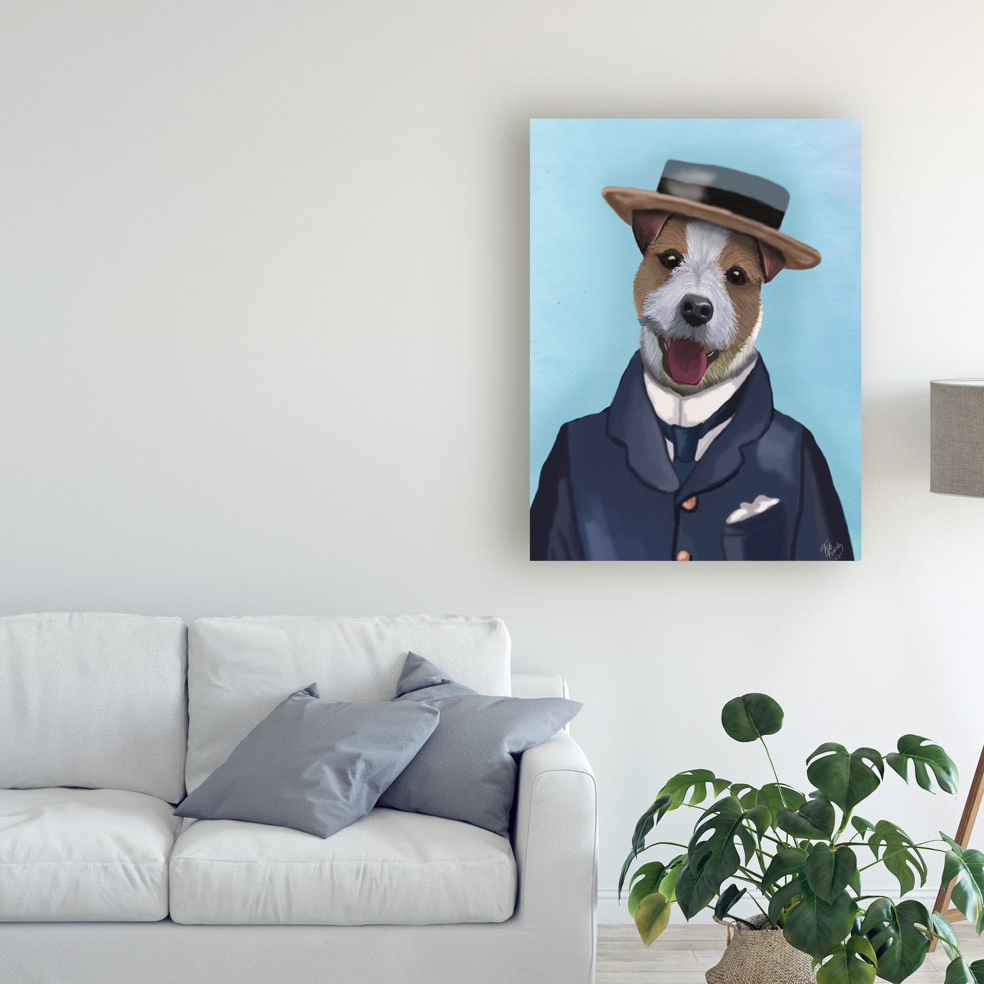 Trademark Fine Art 'Jack Russell In Boater' Canvas Art by Fab Funky