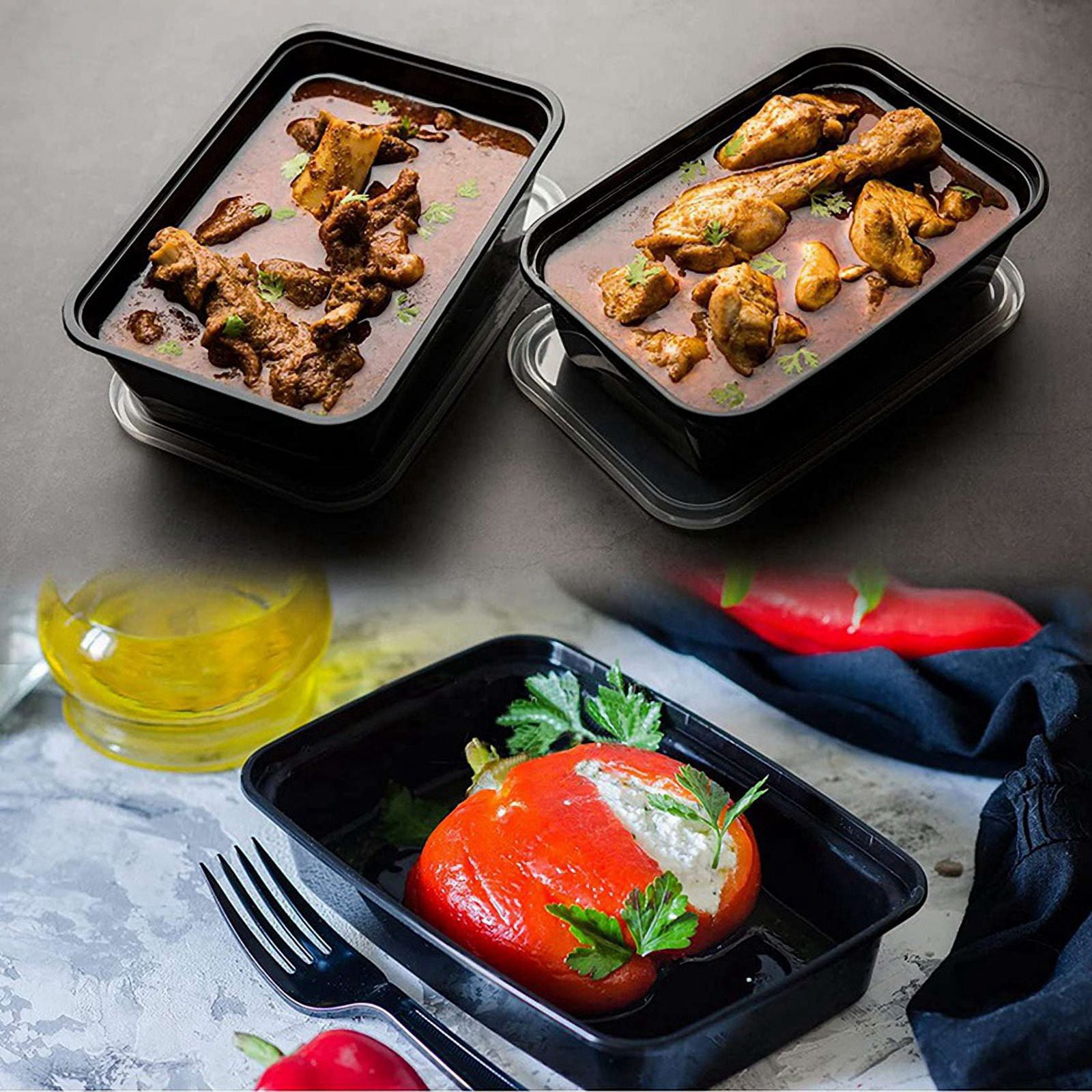 100-Pack Meal Prep Containers Reusable To-Go Food Containers Plastic Bento Boxes Food Storage Lunch Box