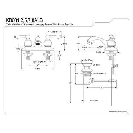 Kingston Brass KB605ALB Robinet de Salle de Bain 4 Po., Bronze Huilé