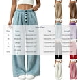thumbnail image 3 of Karymi Athletic Shorts for Women Solid Plush Fuzzy Wide Leg Pants, Elastic Waist Decorative Button Front Warm Fluffy Long Trousers, 3 of 5