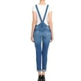thumbnail image 2 of Womens Juniors Slim Fit Skinny Distressed Denim Overalls, 2 of 5